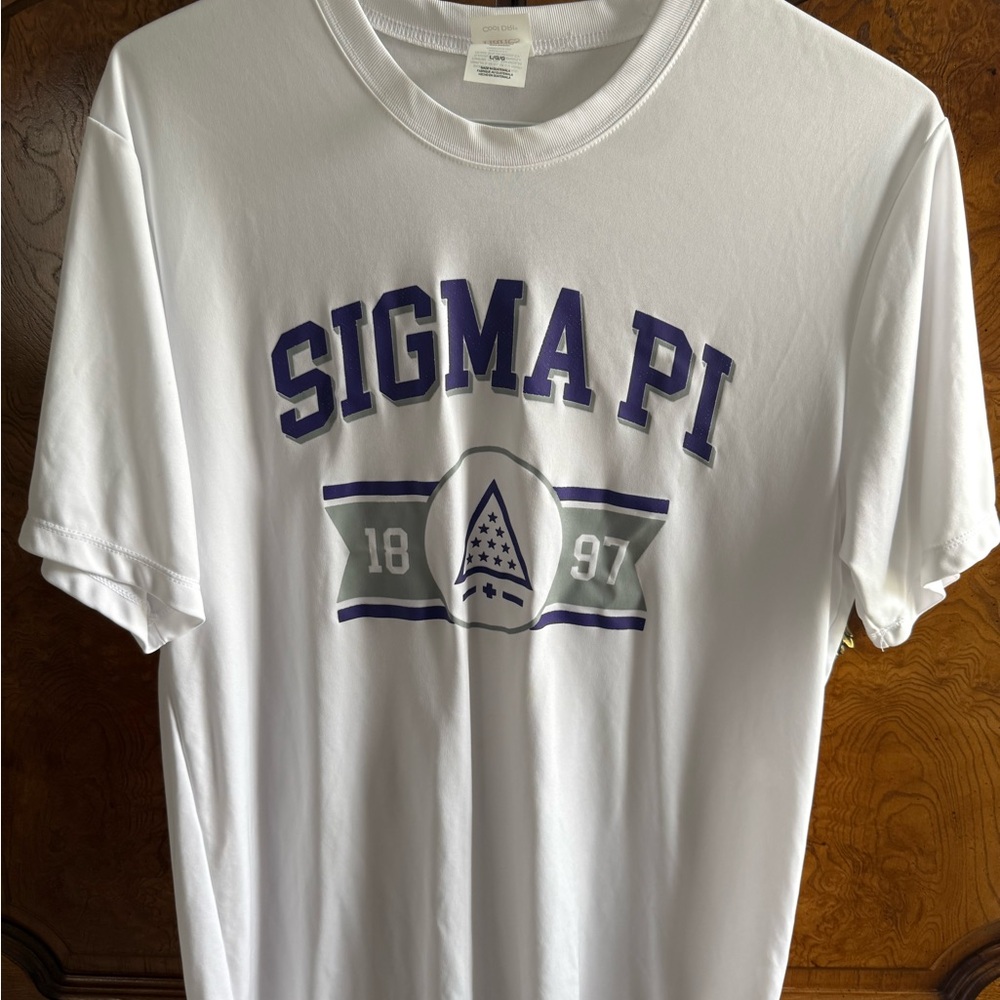 Sigma pi White and Purple Short Sleeve Tee